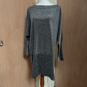 NWT Auxo Metallic Sparkle Tunic Mini Dress Dolman Sleeve Party Top XXL
